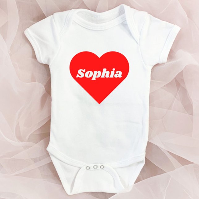 Custom Name Red Heart Valentine's Day Baby Bodysuit (Creator Uploaded)