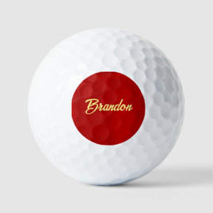 Custom name red leather golf balls