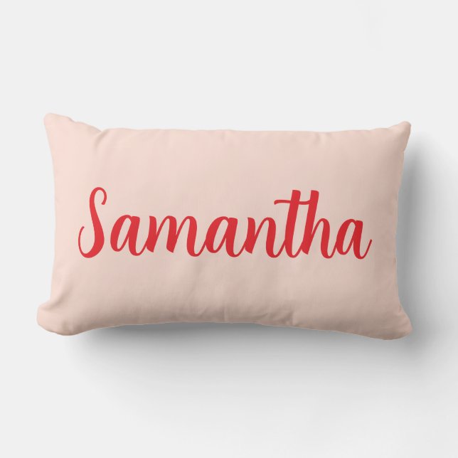 Custom Name red  – Personalised  Lumbar Cushion (Front)