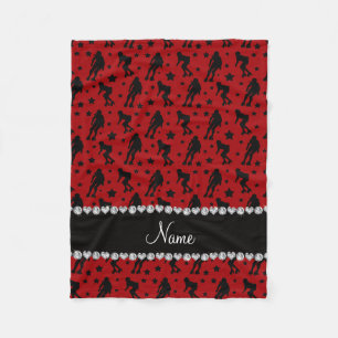 Custom name red roller derby stars fleece blanket