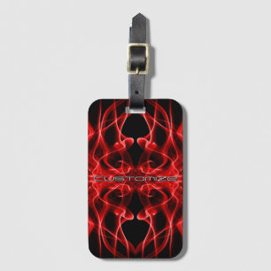 Custom Name Red Smoke Symmetrical Black Luggage Tag