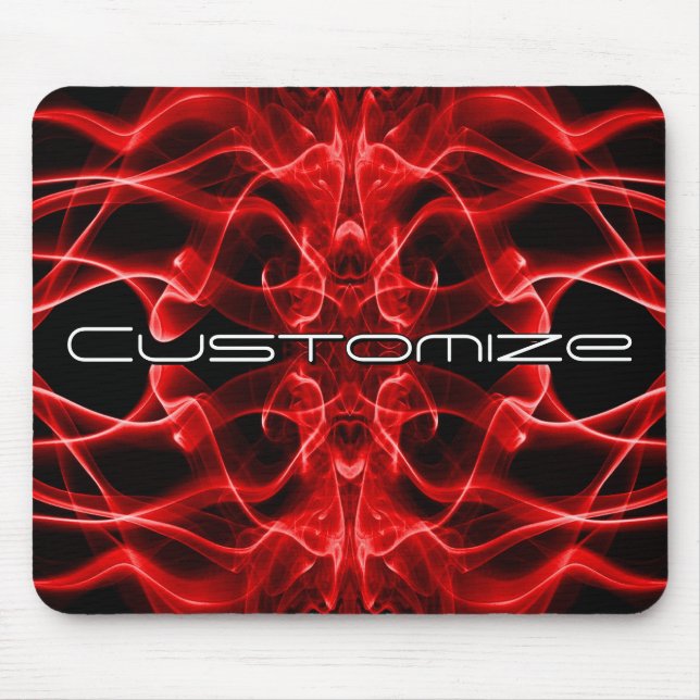 Custom Name Red Smoke Symmetrical Black Mouse Pad (Front)
