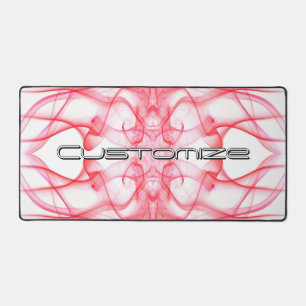 Custom Name Red Smoke Symmetrical White Desk Mat