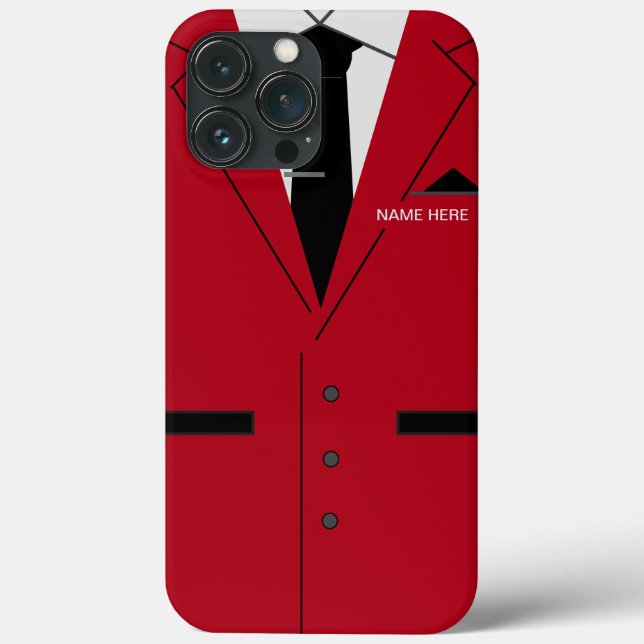 Custom Name Red Suit Necktie Fun Case-Mate iPhone Case (Back)