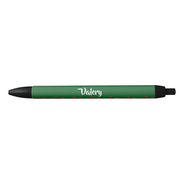 Custom name red tomatoes on green black ink pen (Front)