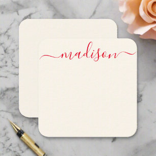 Custom Name Red Typography Girly Feminine Card