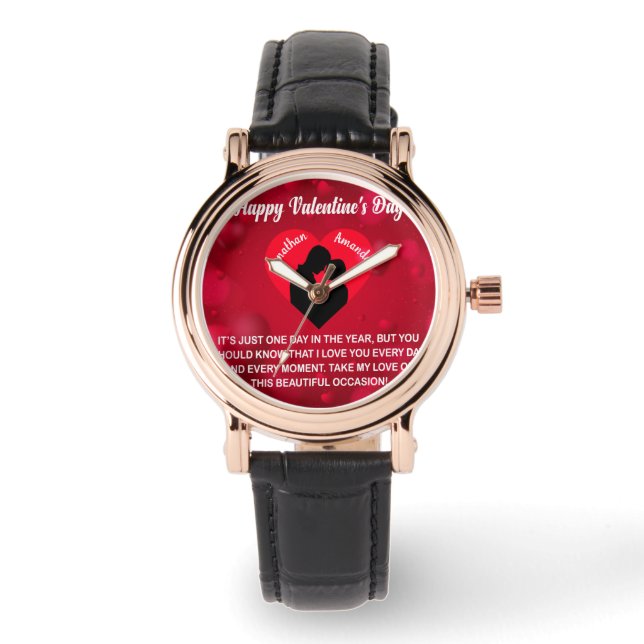 Custom Name Red Valentine's Message Watch (Front)