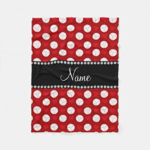 Custom name red volleyballs and hearts fleece blanket