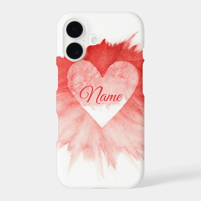 Custom Name Red Watercolor Heart Artistic (Back)
