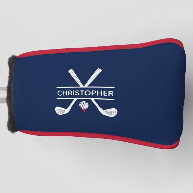Custom Name Red White Blue Golf Head Cover (Front)