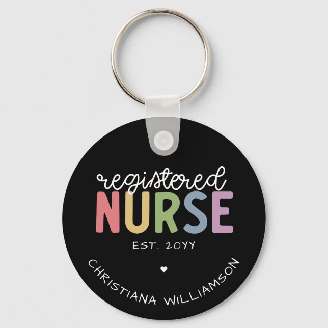 Custom Name Registered Nurse RN Nurse Graduation Key Ring (Front)