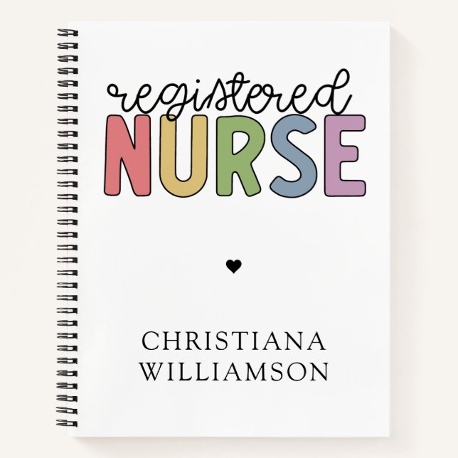 Custom Name Registered Nurse RN Nurse Graduation Notebook (Front)