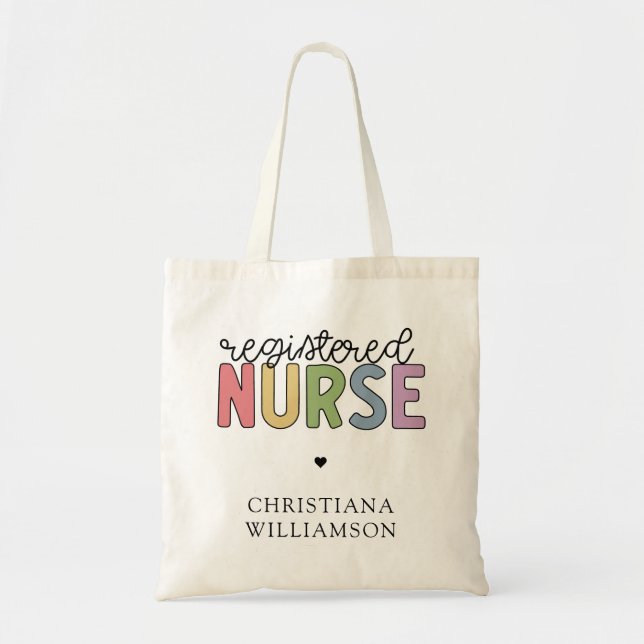 Custom Name Registered Nurse RN Nurse Graduation Tote Bag (Front)