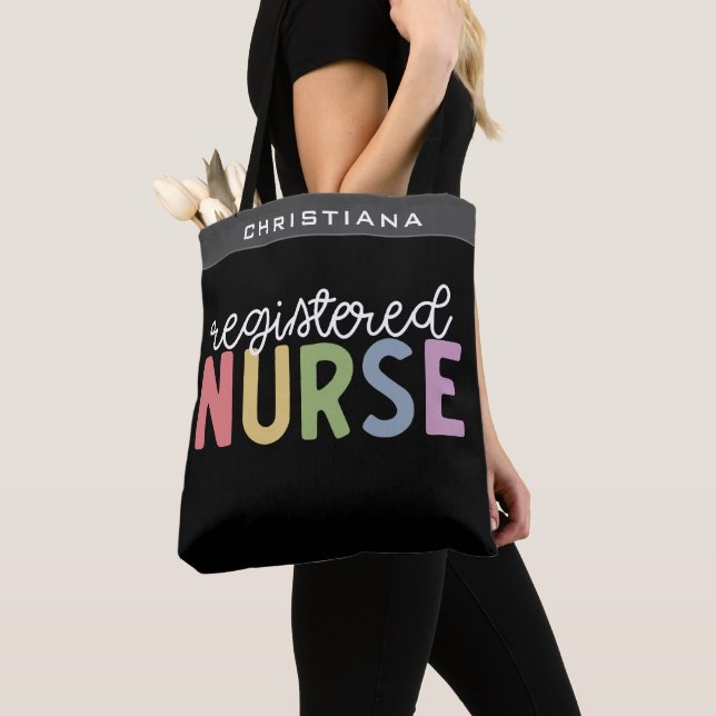 Custom Name Registered Nurse RN Nurse Graduation Tote Bag (Close Up)