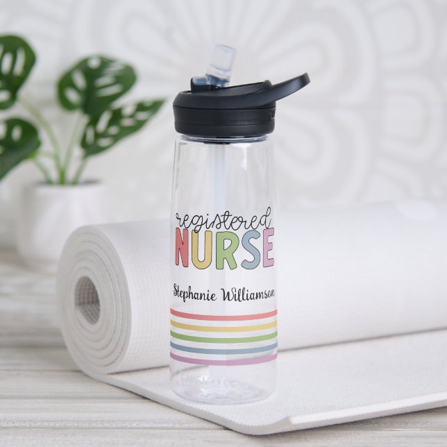 Custom Name Registered Nurse RN Nurse Graduation Water Bottle (Yoga)