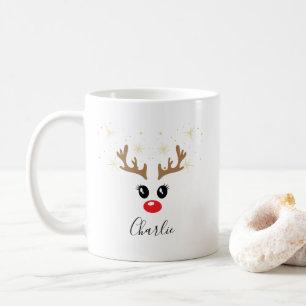 Custom Name Reindeer Christmas Mug