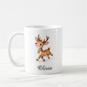 Custom Name Reindeer Coffee Mug - Personalized