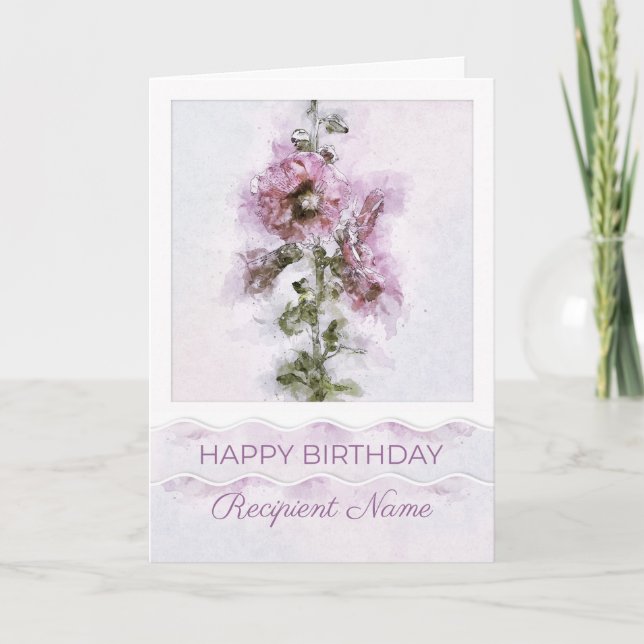 Custom Name Relation Pink Flowers Birthday Card (Front)