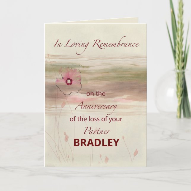 Custom Name Remembrance Anniversary Loss Partner Card (Front)