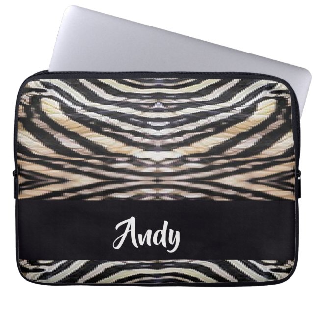 Custom name reptile skin patterned laptop sleeve (Front)
