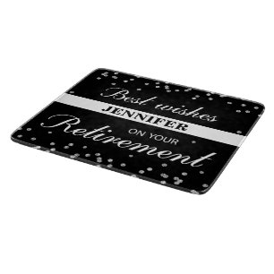 Custom Name, Retirement Congratulations Black Cutting Board