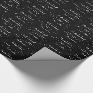 Custom Name, Retirement Congratulations Black Wrapping Paper