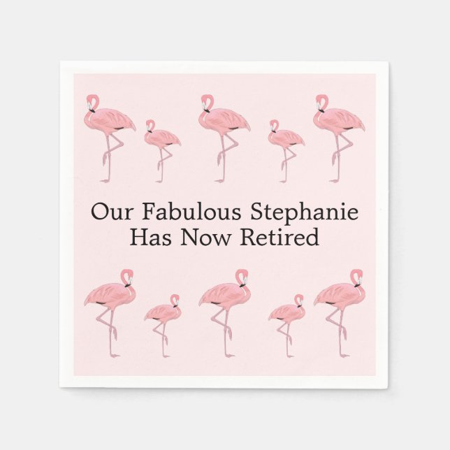 Custom Name Retirement Party Pink Flamingo Napkin (Front)