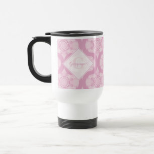 Custom Name Retro 1970s Preppy In Pink Mandala Travel Mug