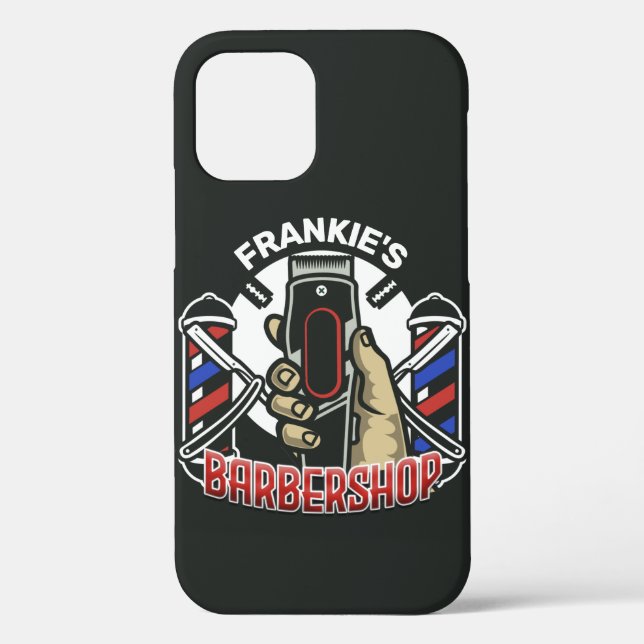 Custom NAME Retro Barber Shop Pole Barbershop Case-Mate iPhone Case (Back)