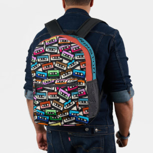 Custom Name Retro Casette Tapes Printed Backpack