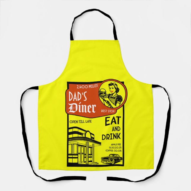 Custom Name Retro Diner American  Apron (Front)