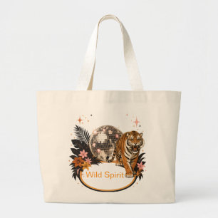 Custom Name Retro Disco Tiger Birthday Gift Tote B