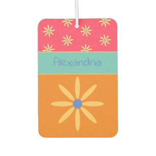 Custom Name Retro Flower Car Air Freshener