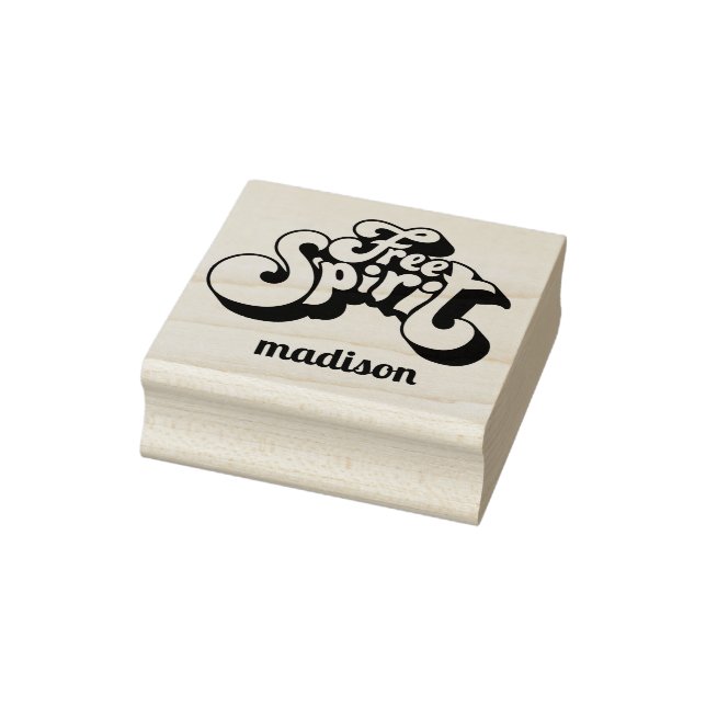 Custom Name Retro "Free Spirit" Rubber Stamp (Stamp)