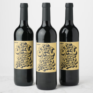 Custom Name Retro "Free Spirit" Wine Label