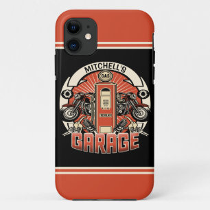 Custom NAME Retro Gas Pump Motorcycle Biker Garage Case-Mate iPhone Case