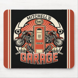Custom NAME Retro Gas Pump Motorcycle Biker Garage Mouse Pad