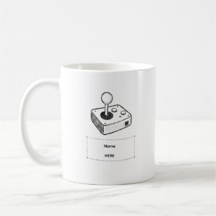Custom Name Retro Joystick Gamer Sketch Coffee Mug