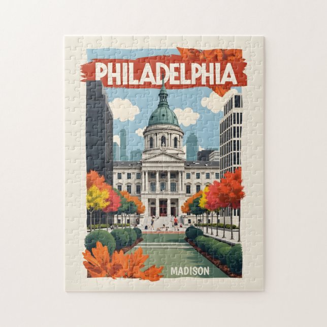 Custom Name Retro Philadelphia Jigsaw Puzzle (Vertical)