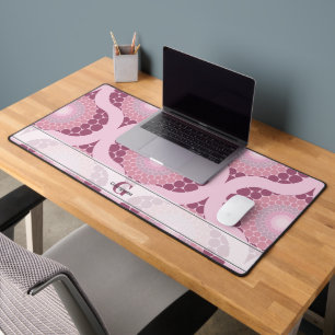 Custom Name Retro Radiant Dusky Rose Dot Mandala Desk Mat