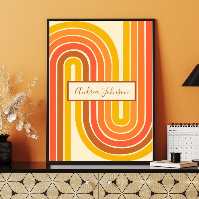 Custom Name Retro Rainbow Stripes Wall Art Poster (Creator Uploaded)