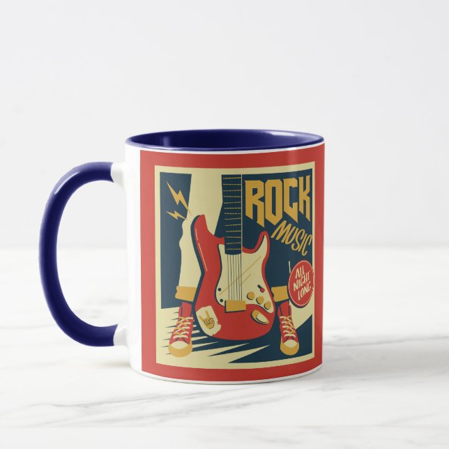 Custom name Retro Rock Music mugs (Left)