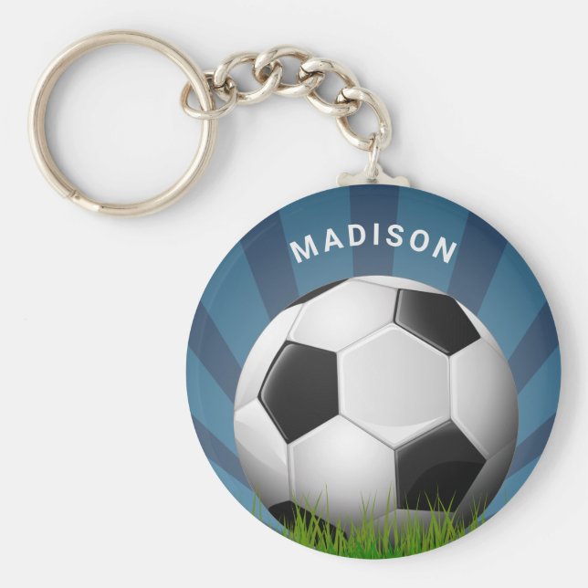 Custom name Retro Soccer Ball key chains (Front)
