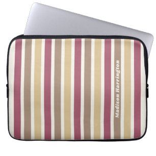 Custom Name Retro Stripes Pattern Laptop Sleeve