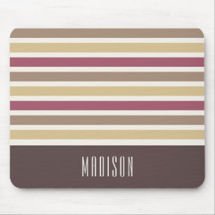 Custom Name Retro Stripes Pattern Mouse Pad