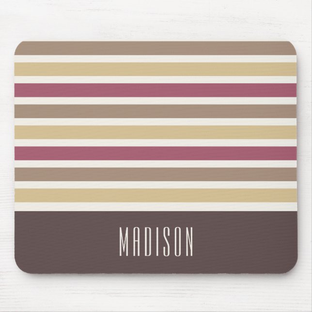 Custom Name Retro Stripes Pattern Mouse Pad (Front)