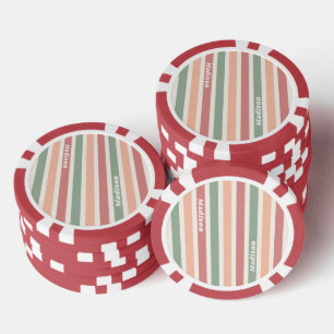 Custom Name Retro Stripes Pattern Poker Chips