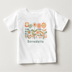 Custom Name Retro Vintage Wildflower Floral Daisy Baby T-Shirt