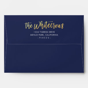 CUSTOM NAME RETURN ADDRESS faux gold foil script Envelope
