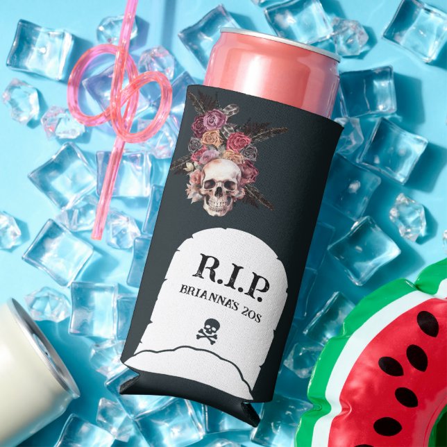 Custom name - RIP 20s (or any decade) birthday  Seltzer Can Cooler (In Situ Summer)